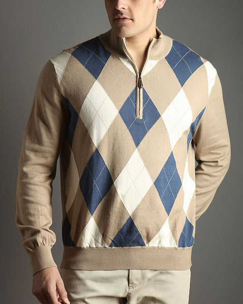 Argyle Quarter Zip Sweater