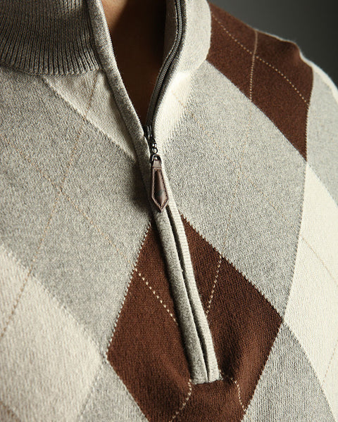 Argyle Quarter Zip Sweater